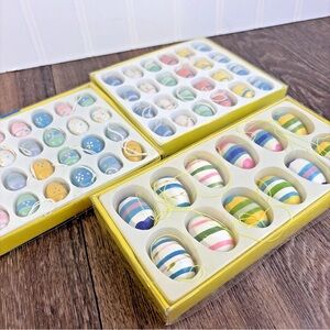 Lot of 60 Mini Pastel Painted Wood Egg Ornaments 3 Packages Vintage